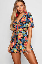 Load image into Gallery viewer, Hawaiian Tropical Tie Front Playsuit
