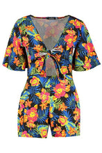 Load image into Gallery viewer, Hawaiian Tropical Tie Front Playsuit

