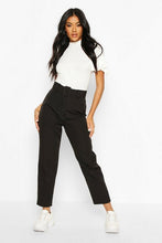 Load image into Gallery viewer, Wide Buckle Belt Straight Tapered Pants

