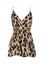 Load image into Gallery viewer, Satin Wrap Leopard Print Romper
