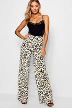 Load image into Gallery viewer, High Waist Leopard Slinky Wide Leg Pants
