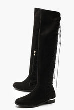 Load image into Gallery viewer, Bungee Lace Back Knee High Boots
