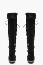Load image into Gallery viewer, Bungee Lace Back Knee High Boots
