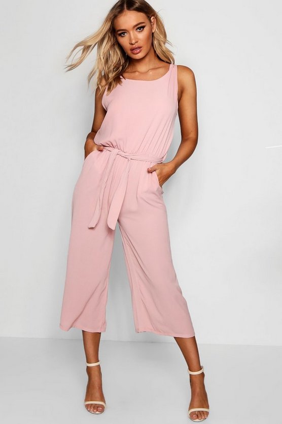 Woven Sleeveless Culotte Jumpsuit