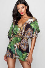 Load image into Gallery viewer, Jungle Scarf Print Kimono Sleeve Romper
