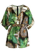 Load image into Gallery viewer, Jungle Scarf Print Kimono Sleeve Romper

