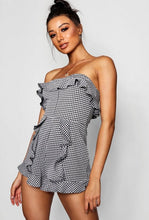Load image into Gallery viewer, Gingham Ruffle Detail Romper
