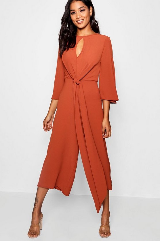 Tie Front Culotte Leg Jumpsuit