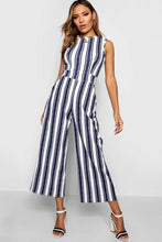 Load image into Gallery viewer, High Neck Stripe Jumpsuit
