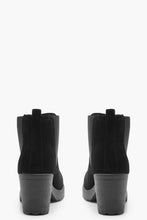 Load image into Gallery viewer, Wide Fit Suedette Cleated Heel Chelsea Boots
