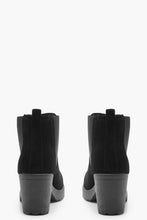 Load image into Gallery viewer, Wide Fit Suedette Cleated Heel Chelsea Boots
