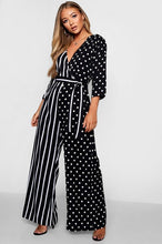 Load image into Gallery viewer, Wrap Tie Belt Jumpsuit In Polka Dot
