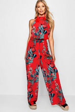 Load image into Gallery viewer, High Neck Floral Wide Leg Jumpsuit
