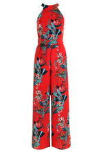Load image into Gallery viewer, High Neck Floral Wide Leg Jumpsuit
