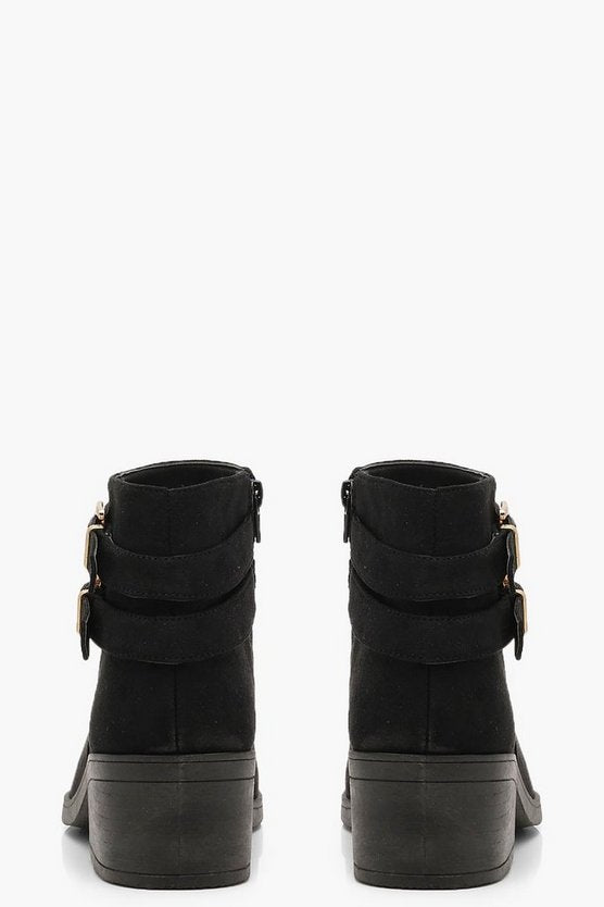 Double Buckle Chelsea Ankle Boots