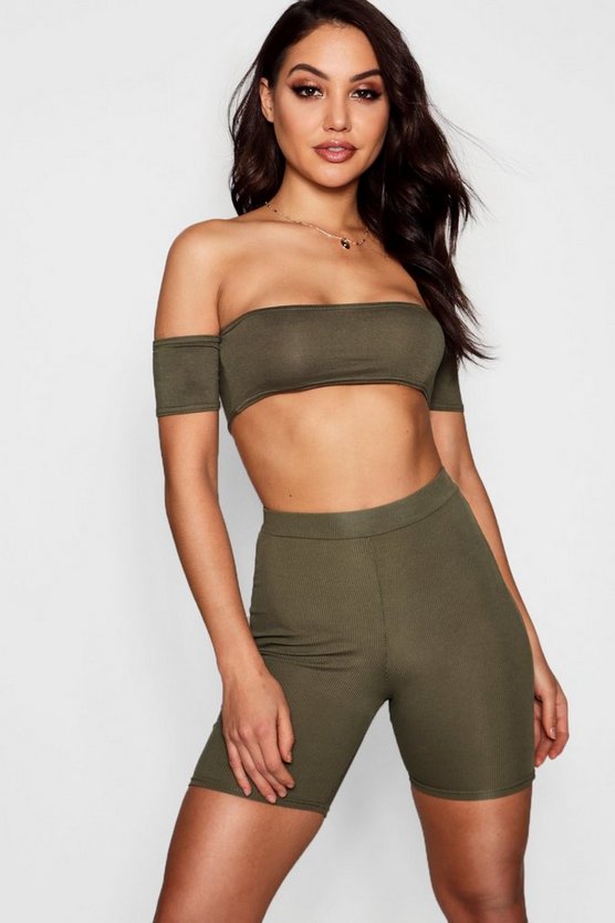 Basic 3/4 Midi Length Ribbed Cycling Shorts