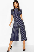 Load image into Gallery viewer, Striped Wrap Culotte Jumpsuit
