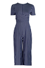 Load image into Gallery viewer, Striped Wrap Culotte Jumpsuit
