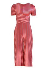 Load image into Gallery viewer, Striped Wrap Culotte Jumpsuit
