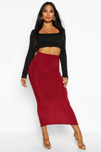 Load image into Gallery viewer, Basic High Waist Slinky Fitted Midaxi Skirt
