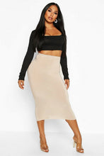 Load image into Gallery viewer, Basic High Waist Slinky Fitted Midaxi Skirt
