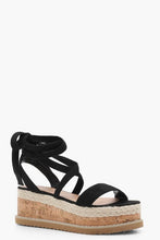 Load image into Gallery viewer, Flatform Espadrille Tie Up Sandals

