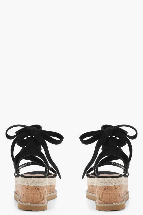 Flatform Espadrille Tie Up Sandals