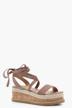 Load image into Gallery viewer, Flatform Espadrille Tie Up Sandals

