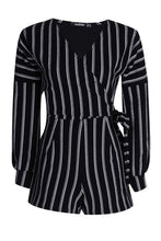 Load image into Gallery viewer, Striped Balloon Sleeve Romper
