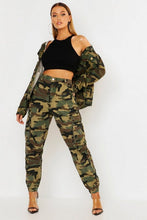 Load image into Gallery viewer, Emily Mid Rise Khaki Camo Twill Cargo Jeans
