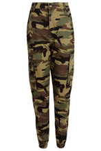 Load image into Gallery viewer, Emily Mid Rise Khaki Camo Twill Cargo Jeans
