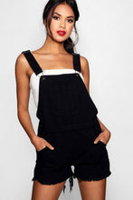 Load image into Gallery viewer, Fray Hem Denim Overall Shorts

