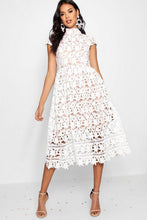 Load image into Gallery viewer, Boutique Lace High Neck Skater Dress
