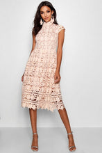 Load image into Gallery viewer, Boutique Lace High Neck Skater Dress
