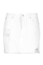Load image into Gallery viewer, Ecru Distressed Micro Mini Denim Skirt
