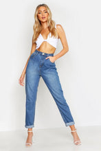 Load image into Gallery viewer, High Rise Mid Wash Mom Jeans
