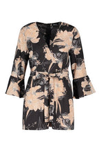 Load image into Gallery viewer, Floral Wrap and Ruffle Sleeve Romper
