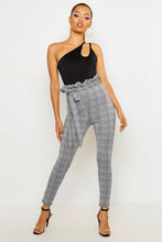 Load image into Gallery viewer, Check Paperbag Tie Waist Pants
