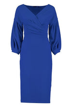 Load image into Gallery viewer, Off the Shoulder Wrap Midi Dress
