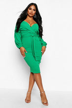 Load image into Gallery viewer, Off the Shoulder Wrap Midi Dress
