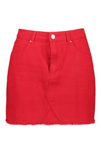 Load image into Gallery viewer, Red Denim Mini Skirt
