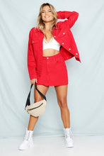 Load image into Gallery viewer, Red Denim Mini Skirt

