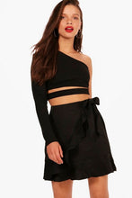 Load image into Gallery viewer, Ruffle Front Tie Waist Woven Mini Skirt
