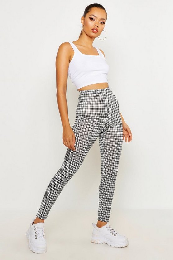 Monochrome Mini Check Basic Jersey Leggings