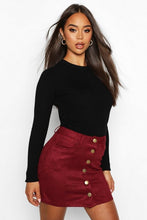 Load image into Gallery viewer, Bonded Suede Button Through Mini Skirt
