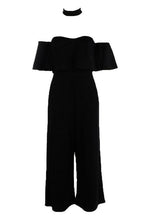 Load image into Gallery viewer, Off Shoulder Ruffle Culotte Choker Jumpsuit
