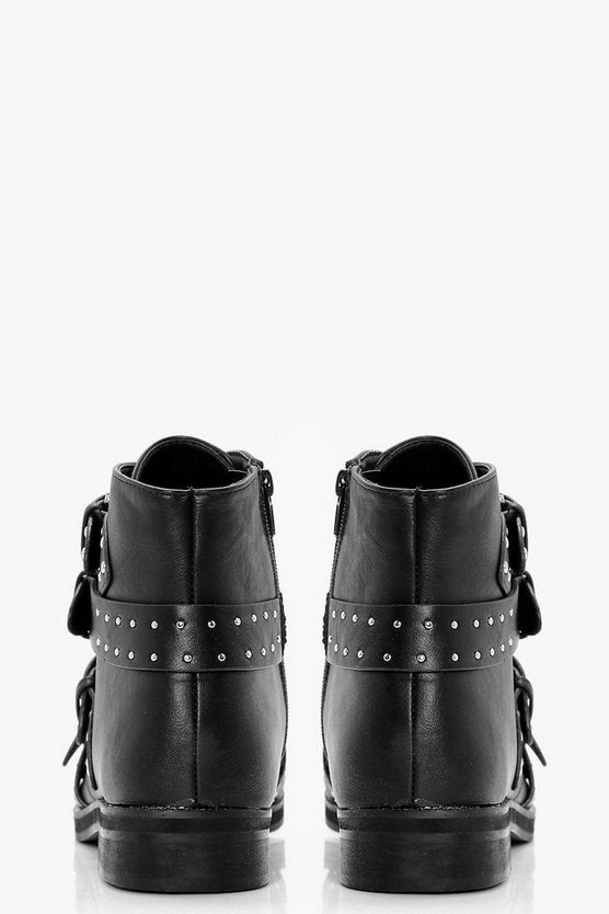 Studded Strap Ankle Boots