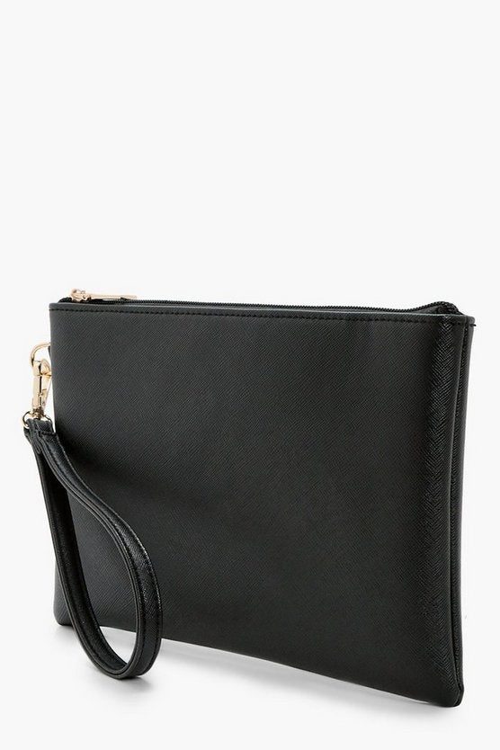 Cross Hatch Zip Top Clutch Bag
