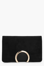 Load image into Gallery viewer, Metal Circle Suedette &amp; PU Clutch Bag
