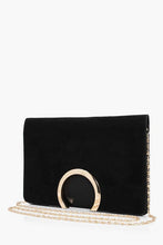 Load image into Gallery viewer, Metal Circle Suedette &amp; PU Clutch Bag
